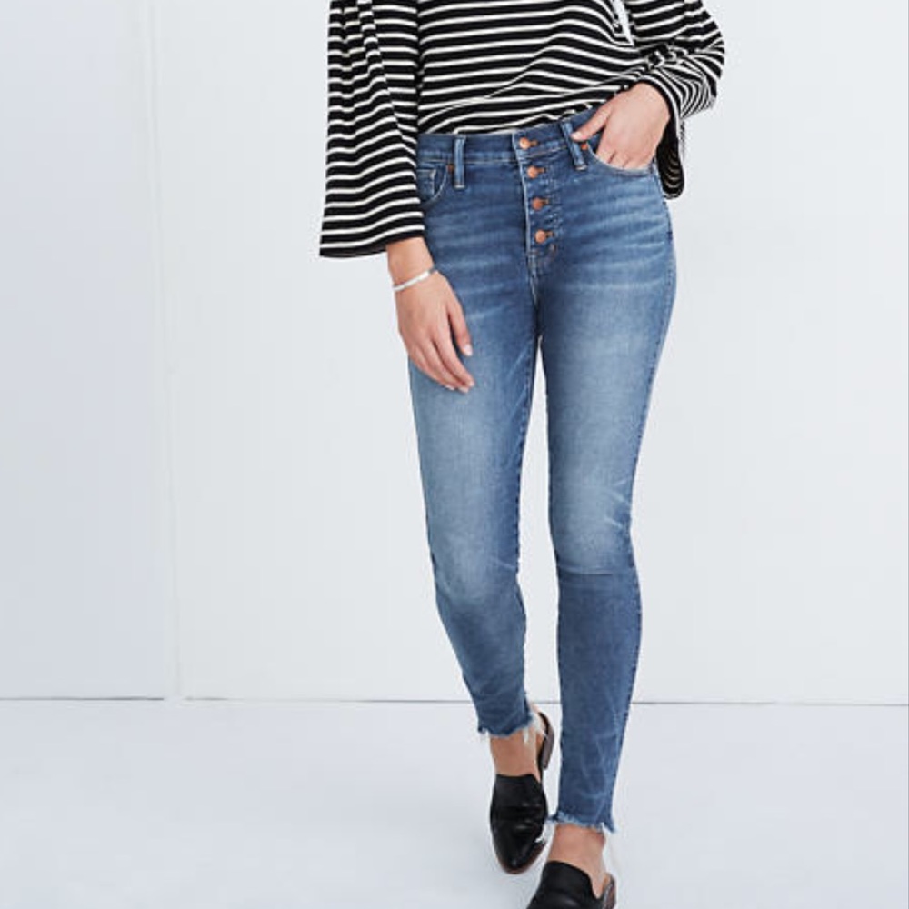 Madewell 10” High-Rise Button-Fly Skinny Raw Hem Jeans - Size 26